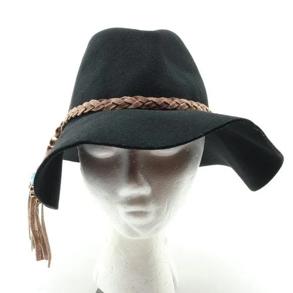 Ale by Alessandra • Free People Gaucho Adjustable 100% Wool Felt Hat Suede Trim